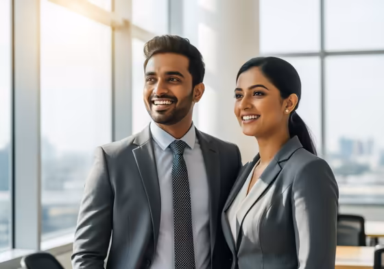A young, well-groomed Sri Lankan professional smiling confidently, ready to succeed in their career.